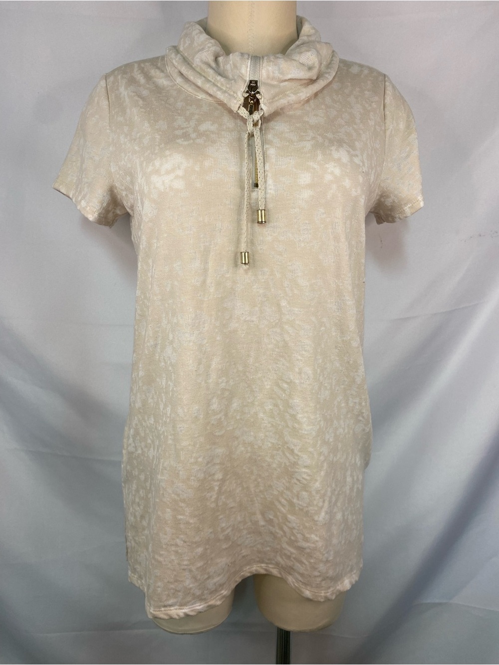 Zenergy by Chicos Cream Short Sleeve Cowl Neck Top Women’s Size 0